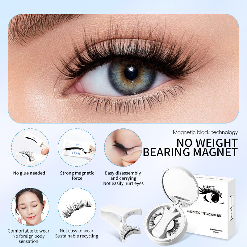 Magnetic False Eyelashes Integrated Storage Box Glue-free Magnet False Eyelashes Natural Makeup Tools With Applicater